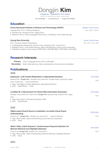 Preview of awesome-cv style CV first page